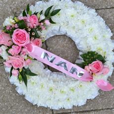 Based White Wreath with Ribbon