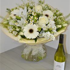 Classic White Hand Tied with White Wine