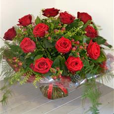 Deluxe 12 Red Naomi Rose Hand Tied