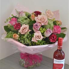 Country Rose Hand-tied with Rose Wine