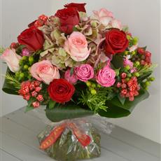 Luxury Red and Pink Rose Hand Tied