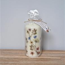 Candle with printed flowers