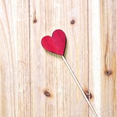 Red Wooden Heart Pick