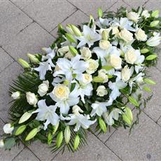 White Lily and Rose Casket Spray 