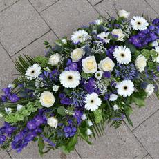 Blue and White Casket Spray