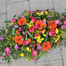 Orange and Cerise Pink Casket Spray