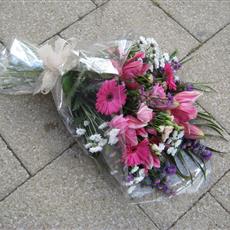 Pink and White Flowers in Cellophane