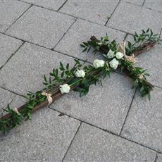 Natural Wood Cross with Roses