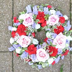 Pink, red and lilac wreath