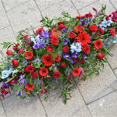 Claret and Blue Casket Spray