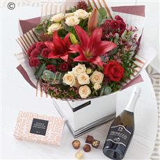 Classic Christmas Bouquet with Chocolates and Fizz