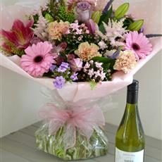 Cottage Garden Hand Tied with White Wine