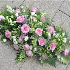 Pink and White natural country style casket spray