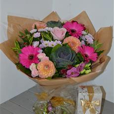 Peach and Pink Autumn Handtied with chocolates