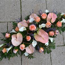 Peach Anthurium and Rose Casket Spray
