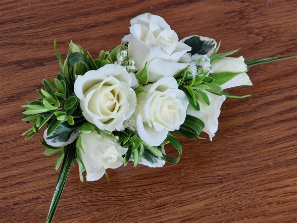 White Spray Rose Wrist Corsage